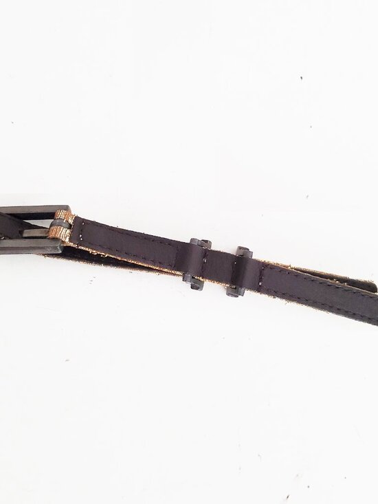 Lanvin Vintage Gold Lame Black Crystal Buckle Skinny Belt Small main image 4